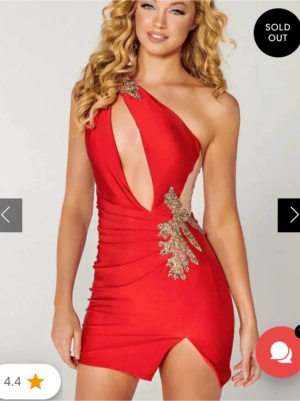 Portia And Scarlett Red One-Shoulder Ruched Mini Dress With Side Embellishment